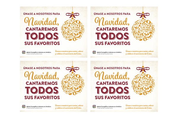 Christmas Sing Postcard 4 Up – Spanish