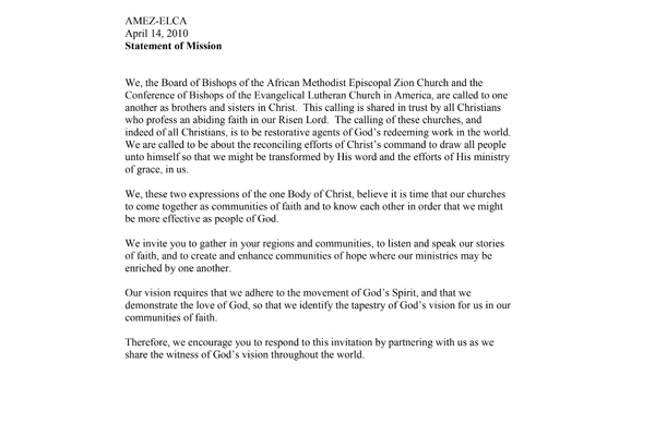 ELCA AMEZ Statement of Mission