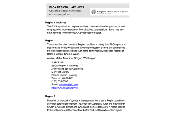 ELCA Regional Archives