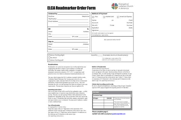 Roadmarker Order Form