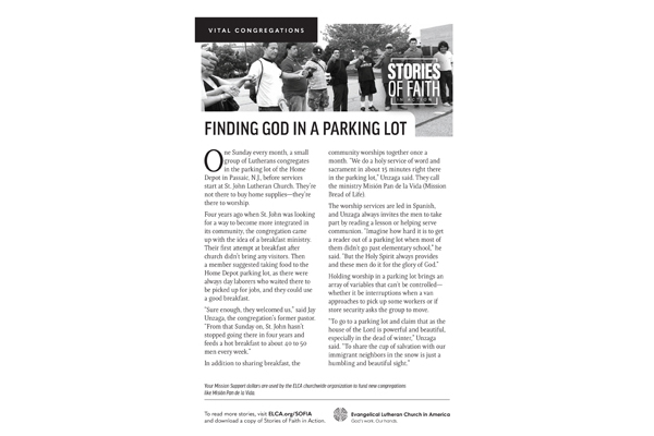 God in Parking Lot bulletin insert