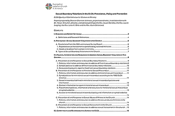 ELCA Sexual Boundary Violation Full Report