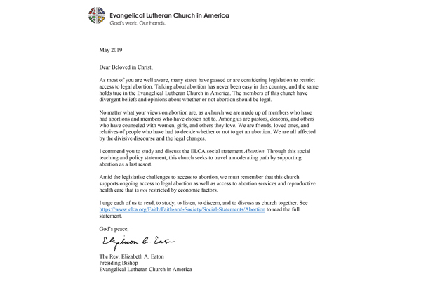 A letter on abortion from Bishop Eaton