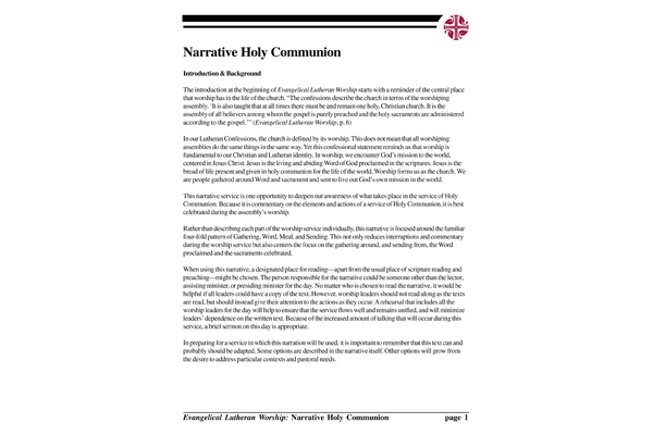 ELW: Narrative Holy Communion