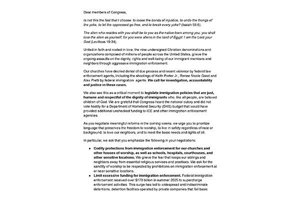 Ecumenical Letter on DHS Appropriations Thumbnail image