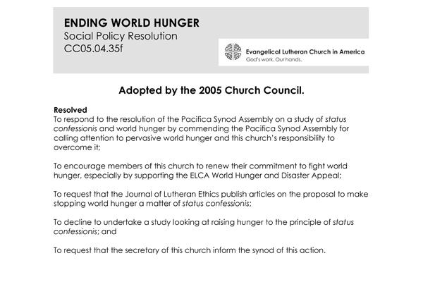 Ending World Hunger SPR95