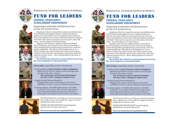 Fund for Leaders - Federal Chaplaincy Scholarship Endowment - Bulletin Insert