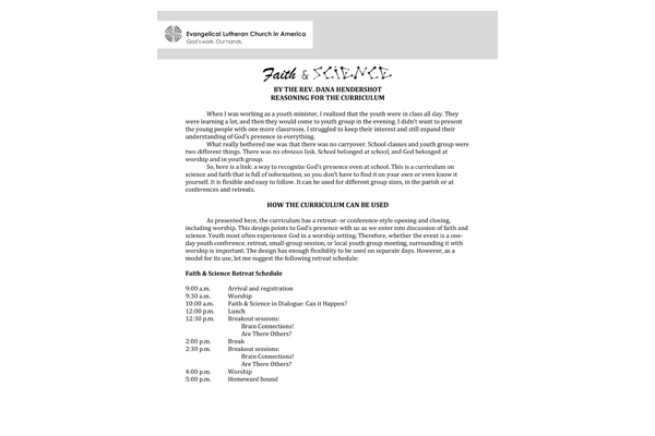 Faith and Science Curriculum