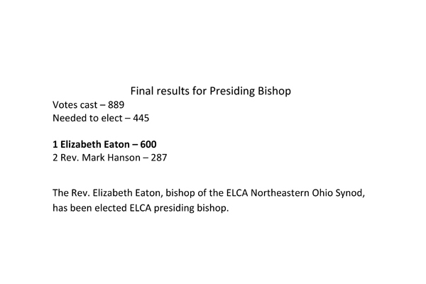 Final Results for Presiding Bishop