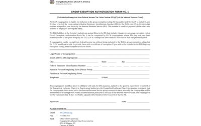 Group Exemption Authorization Form for Congregations