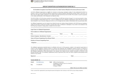 Group Exemption Authorization Form for Affiliated Organizations