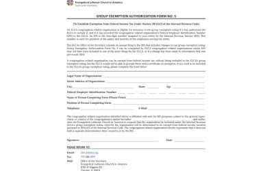 Group Exemption Authorization Form for Congregation Related Organizations