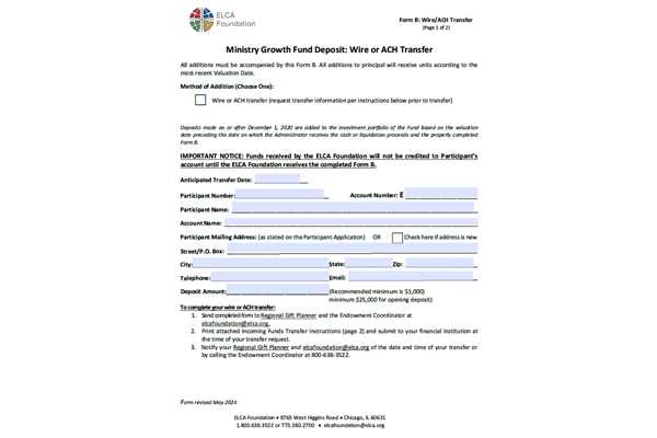 Form B – Check Deposit – Fillable PDF