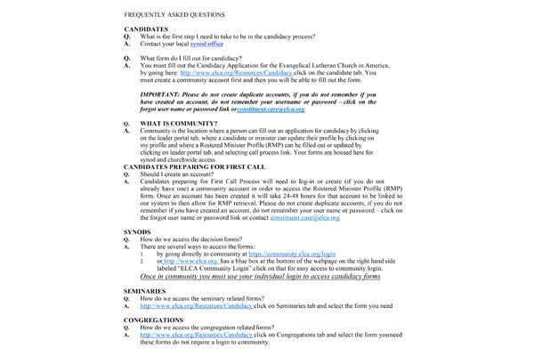 Frequently Asked Questions Candidacy