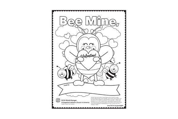 Valentine Day Coloring Sheet – Honeybee