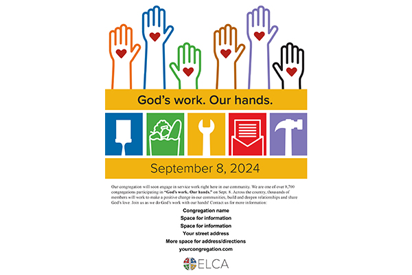 “God’s work. Our hands.” Sunday – Poster – Sept. 8, 2024