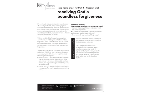 Unit 3 – boundless forgiveness – Take-home sheet