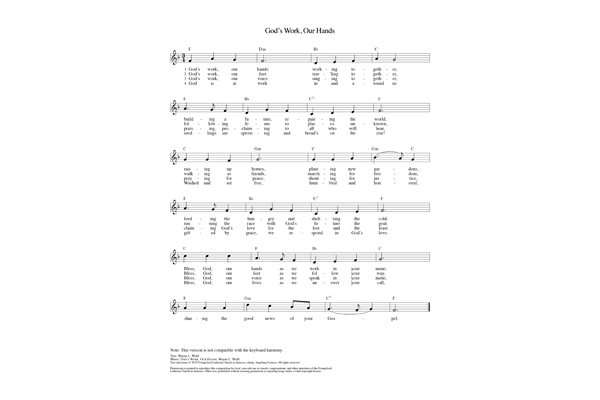 “God’s work. Our hands.” Hymns – Original Composition Tune – GUITAR ACCOMPANIMENT – PDF