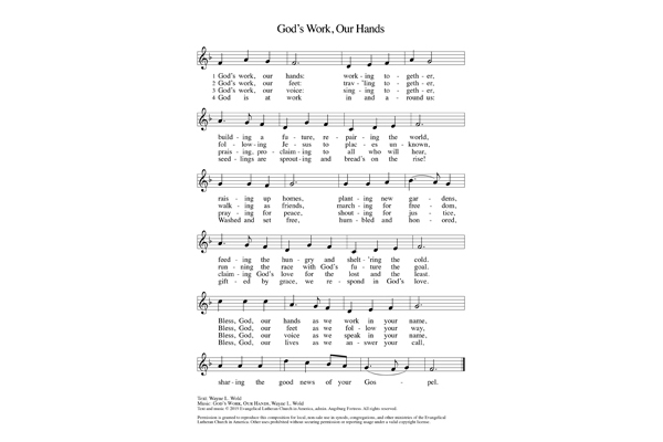 “God’s work. Our hands.” Hymns – Original Composition Tune – MELODY – PDF