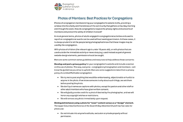 Photo Guidelines for Congregations