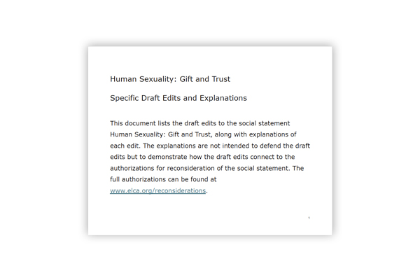 Human Sexuality Reconsiderations Explanations of Draft Edits Large Print