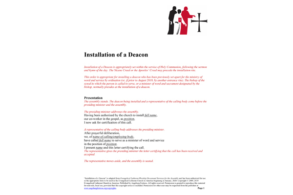 Installation of a Deacon (pdf)