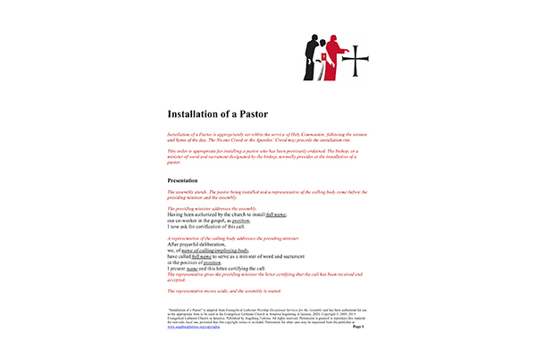 Installation of a Pastor (doc)