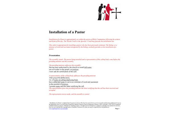 Installation of a Pastor (pdf)