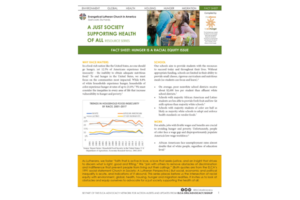 Fact Sheet: Hunger is a Racial Equity Issue