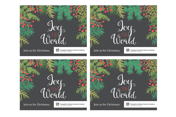 Christmas Joy To The World Postcard 4 Up