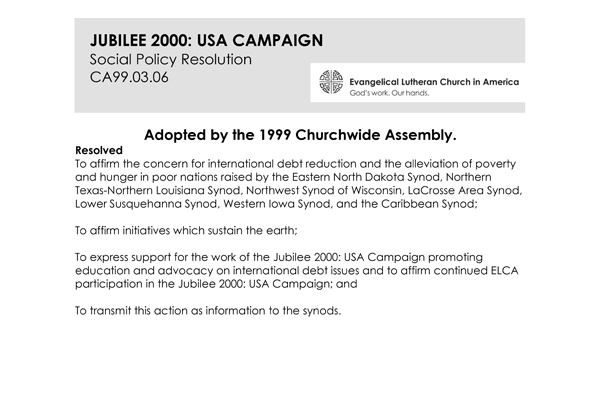 Jubilee 2000 Campaign SPR99