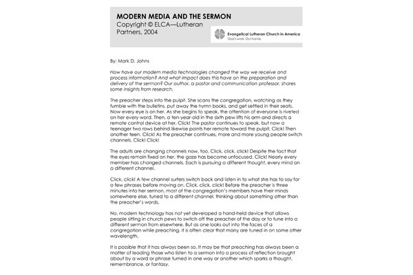 Modern Media Sermon