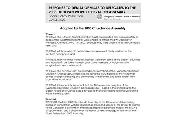 LWF Visa Response SPR03