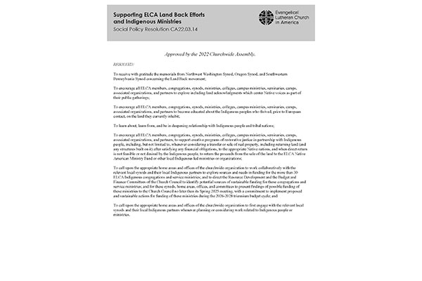 Supporting ELCA Land Back Efforts and Indigenous Ministries Thumbnail image