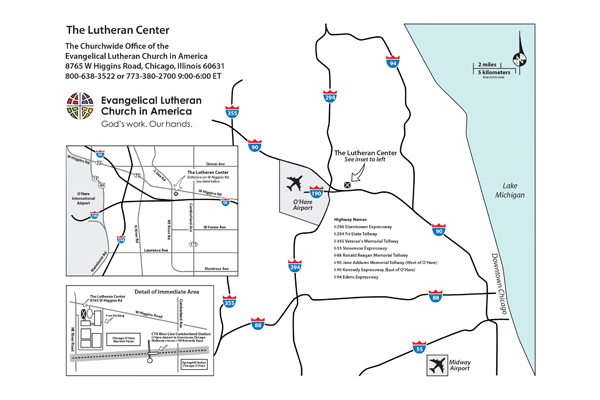 Map to the Lutheran Center