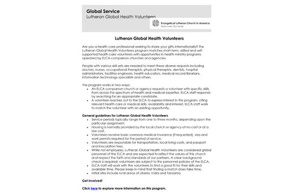 Lutheran Health Volunteers