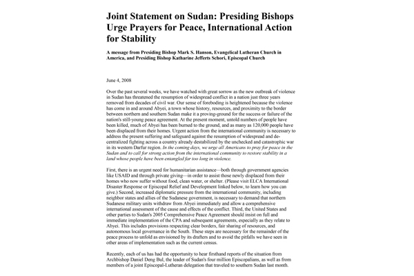 2008: Joint Statement on Sudan