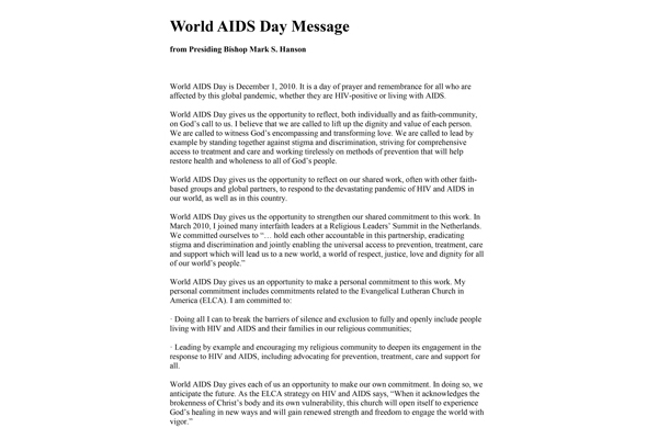 2010: World AIDS Day