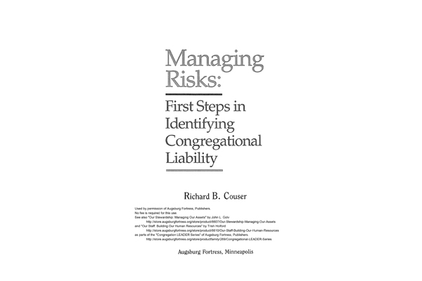 Managing Risks - First Steps in Identifying Congregational Liability