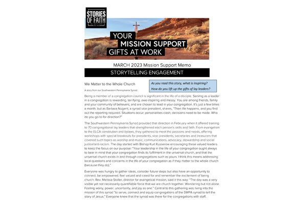 Mission Support Memo – March 2023