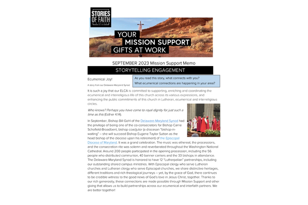 Mission Support Memo – September 2023