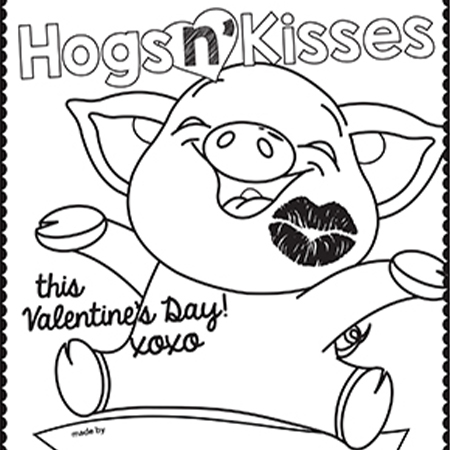 Valentine Day Coloring Sheet – Hogs n’ Kisses