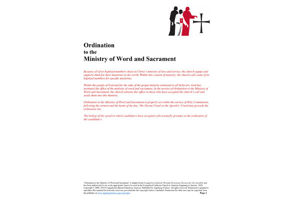 Ordination to the Ministry of Word and Sacrament (pdf)