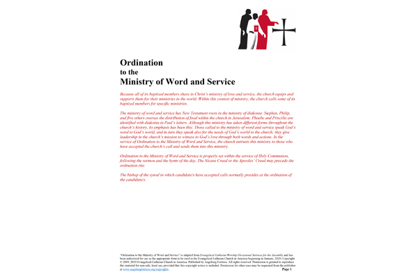 Ordination of Ministers of Word and Service