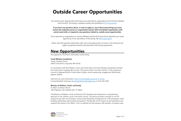 Outside Career Opportunities