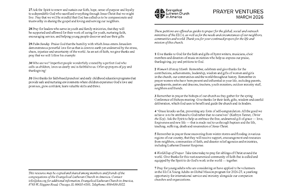 Prayer Ventures Letter - March 2026 thumbnail image