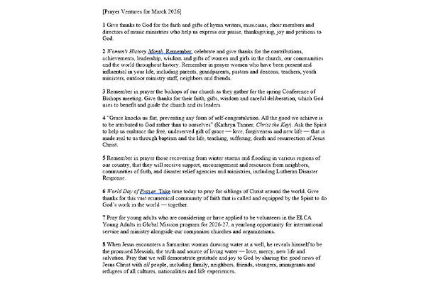 Prayer Ventures Letter Doc - March 2026 thumbnail image
