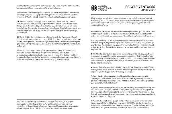 Prayer Ventures - April 2026 - Letter thumbnail image