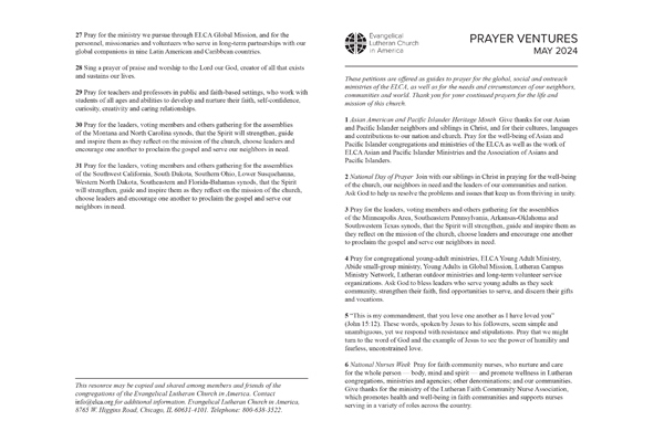 Prayer Ventures May 2024 Letter