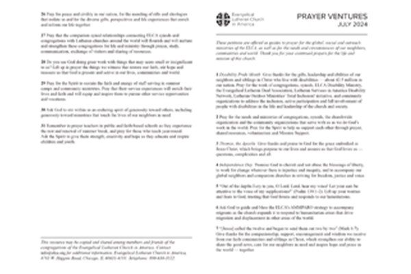 Prayer Ventures July 2024 Letter